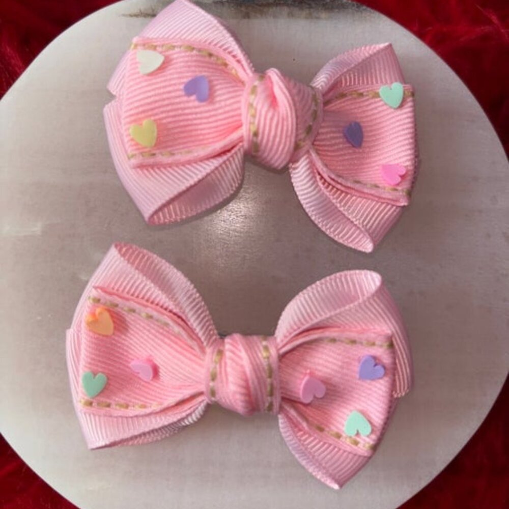 Set of 2- Mini Bows (Heart Designs)